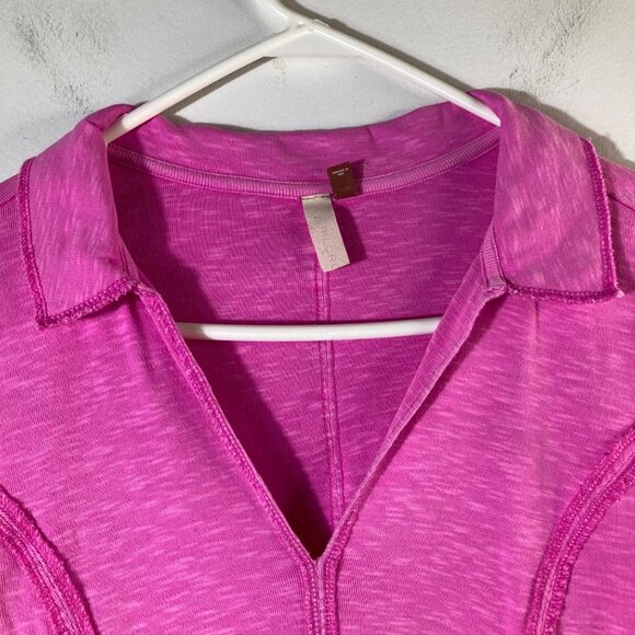 Womens Pilcro V Neck Ribbed Knit Top Long Sleeve Pink S Cotton Elastane - Picture 3 of 8